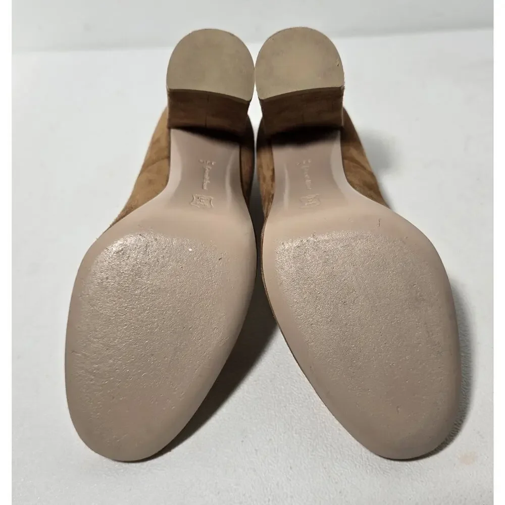 Gianvito Rossi Camel Cognac Suede Heels Pumps 36.5/6.5 Round Toe Block Heel $895